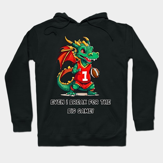 Even the Dragon Breaks for the Big Game! Hoodie by Doodle and Things